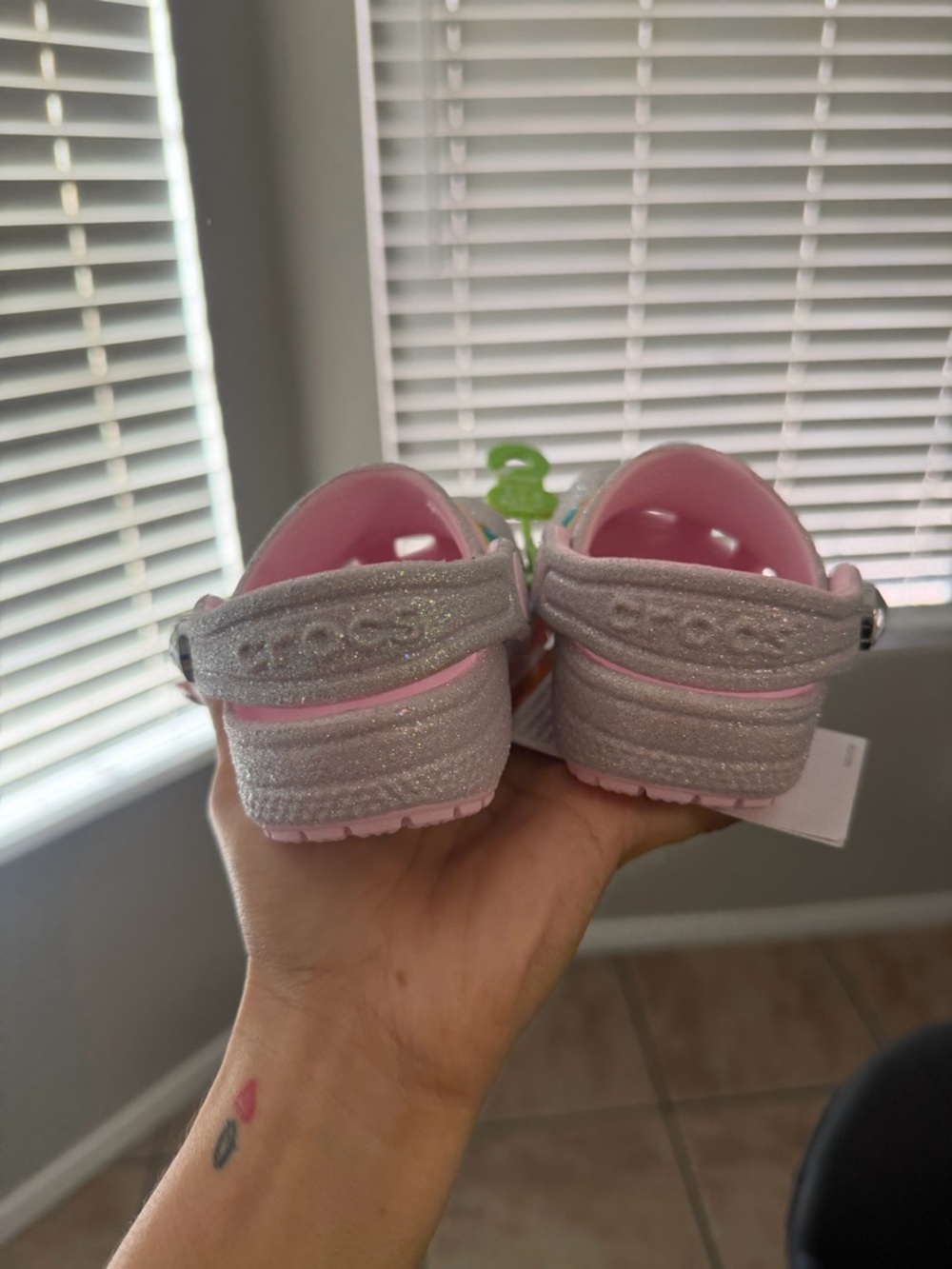 CROCS Kids' Sparkle Pink Jewel-Embellished Clog Sandals - Picture 4 of 6